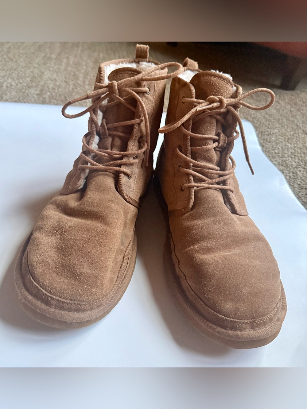 UGG Harkley / Neumel Style Men’s Chestnut Suede Shearling Boots Size 15